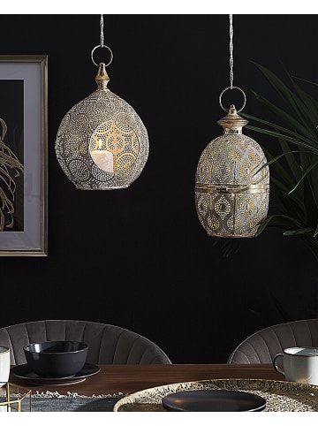 Beliani Laterne LAESO in Gold/Weiß - (W) 24 x (H) 33 x (L) 24 cm