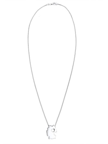 Elli Halskette 925 Sterling Silber Herz, Länder / Flaggen in Silber