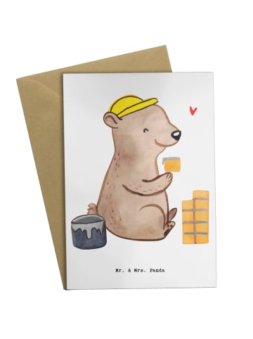 Mr. & Mrs. Panda Klappkarte Maurer Herz ohne Spruch in Weiß