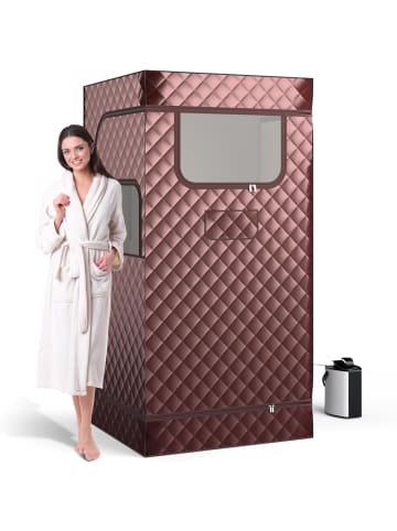 COSTWAY Dampfsauna Heimsauna für Zuhause in Braun