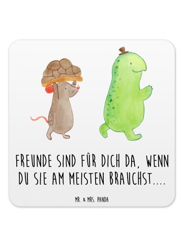 Mr. & Mrs. Panda Untersetzer für Gläser Schildkröte Maus mit Spruch in Weiß