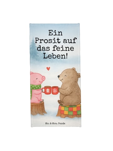 Mr. & Mrs. Panda Badhandtuch Glühschwein Sause Design mit Spruch in Weiß