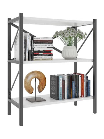 VCM  Holz Metall Stand Regal Büro Bücher Insasi 2fach in Weiß