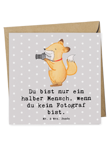 Mr. & Mrs. Panda Deluxe Karte Fotograf Herz mit Spruch in Grau Pastell