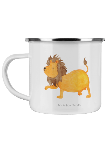 Mr. & Mrs. Panda Emaille Tasse Sternzeichen Löwe ohne Spruch in Weiß