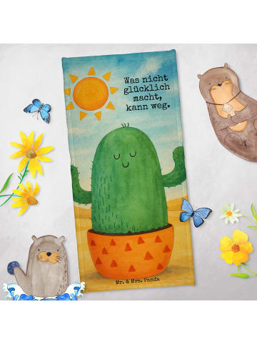Mr. & Mrs. Panda Handtuch Kaktus Sonne Design mit Spruch in Kaktus Grün