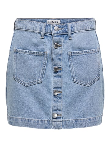 ONLY Jeans-Minirock mit Knopfleiste und Taschen in Hellblau