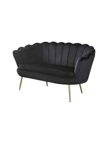 SalesFever Muschelsofa 2-Sitzer elegant Beine Chrom goldfarben und Samtbezug in Schwarz