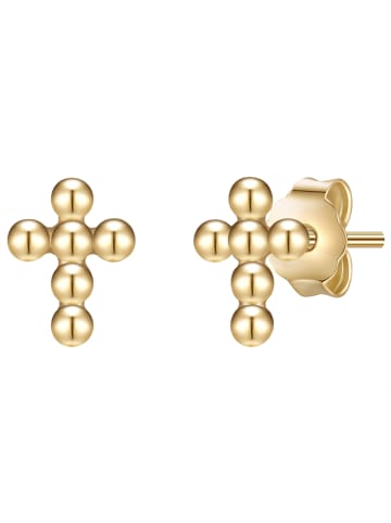 Glanzstücke München Ohrstecker Kreuz Sterling Silber in gelbgold