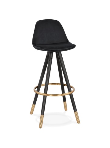 KADIMA DESIGN Hochstuhl Samt & Holzgestell, belastbar bis 100 kg, 75 cm Sitzhöhe in Schwarz