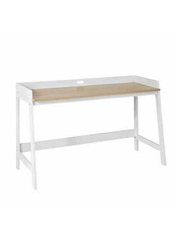 SoBuy Schreibtisch in Weiß und Natur - (B)125 x (H)80 x (T)51cm