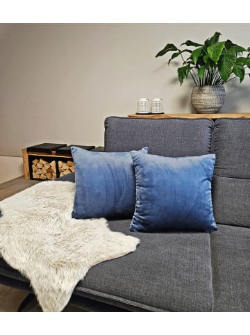 JACK 2er Set Teddy Flausch Kissenhülle Kissenbezug in Blau