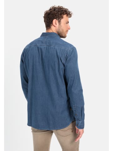 Camel Active Langarm Hemd in Denim-Optik in Nachtblau