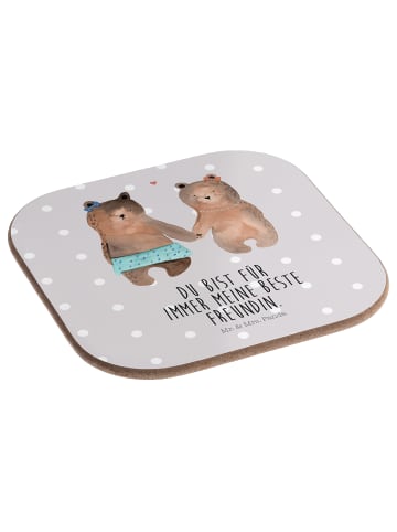 Mr. & Mrs. Panda gläseruntersetzer Bär Freundin mit Spruch in Grau Pastell