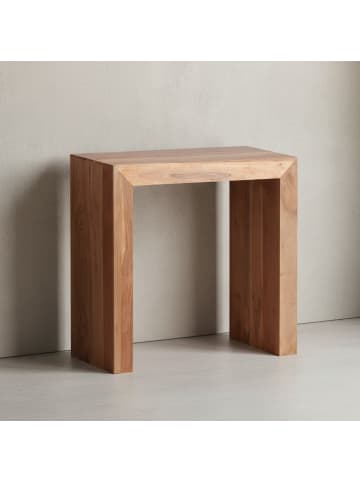 KADIMA DESIGN Beistelltisch Massivholz | Zeitlos, 60x35x60cm, Handgefertigt in Beige