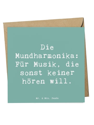 Mr. & Mrs. Panda Grußkarte Spruch Musik Mundharmonika mit Spruch in Meeresbrise