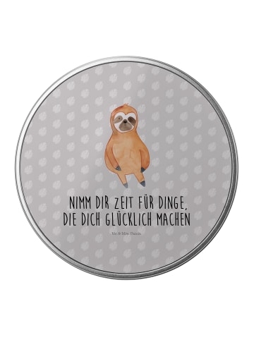 Mr. & Mrs. Panda Dose Faultier Zufrieden mit Spruch in Grau Pastell