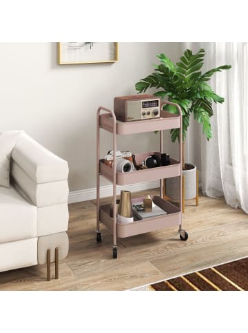 HOMCOM Küchenwagen-45L x 30,6B x 79H cm-Rosa