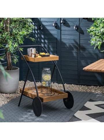 home24 Gartenservierwagen Rolly in Akazie Schwarz