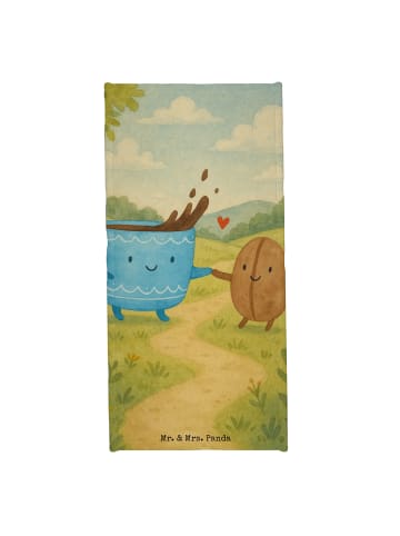 Mr. & Mrs. Panda Strandtuch Kaffee Bohne Design ohne Spruch in Weiß