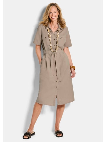GOLDNER Leinenkleid im Safari-Look in stein