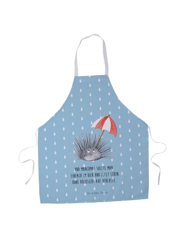 Mr. & Mrs. Panda Küchenschürze Seeigel mit Spruch in Blau Pastell