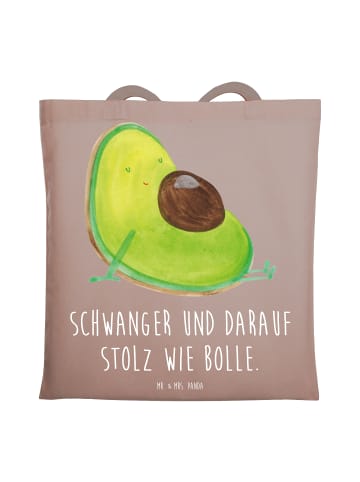 Mr. & Mrs. Panda Tragetasche Avocado Schwangerschaft mit Spruch in Braun Pastell