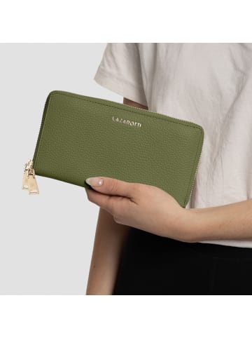 Lazarotti Bologna Leather XL Double Zip-Around Geldbörse RFID Leder 20 cm in olive