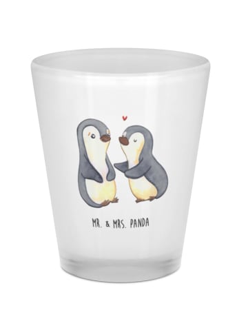 Mr. & Mrs. Panda Schnapsglas Pinguine trösten ohne Spruch in Transparent