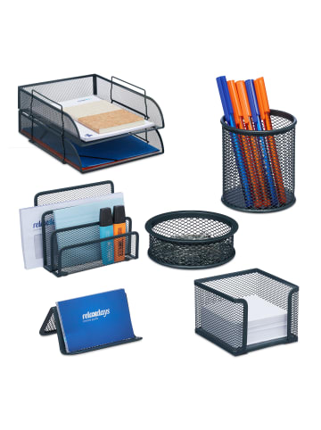 relaxdays 7-tlg. Schreibtisch-Organizer-Set in Anthrazit