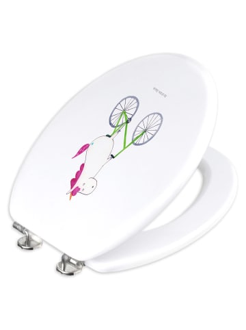 Mr. & Mrs. Panda Klobrille Einhorn Radfahrer ohne Spruch in Weiß