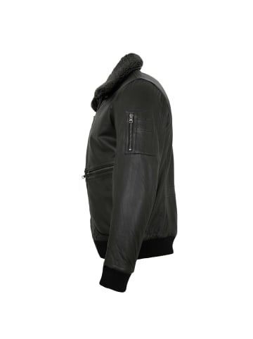 redpoint Fliegerlederjacke Fellkragen Lammnappa in Schwarz