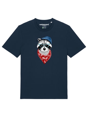 wat? Apparel T-Shirt Waschbär in Dunkelblau