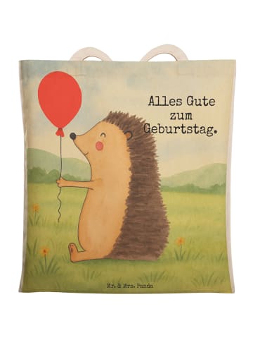 Mr. & Mrs. Panda Einkaufstasche Igel Luftballon Design mit Spruch in Weiß
