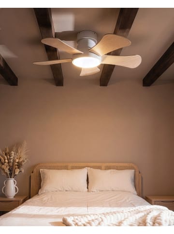 Beliani 2-tlg Deckenventilator mit Licht BIVENS in Beige/Braun