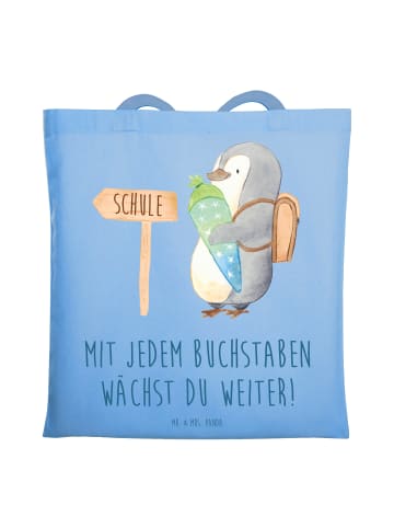 Mr. & Mrs. Panda Henkeltasche Schulanfang Inspiration mit Spruch in Sky Blue