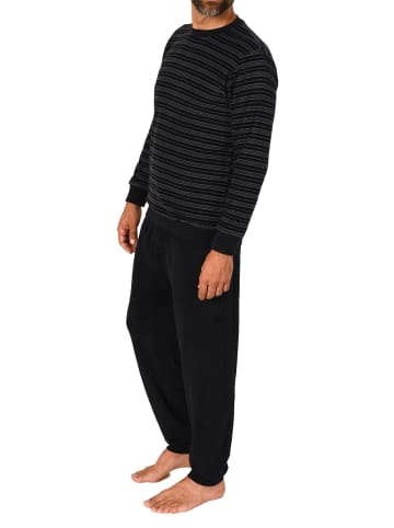 NORMANN langarm Frottee Schlafanzug Pyjama Bündchen - 83313 in anthrazit