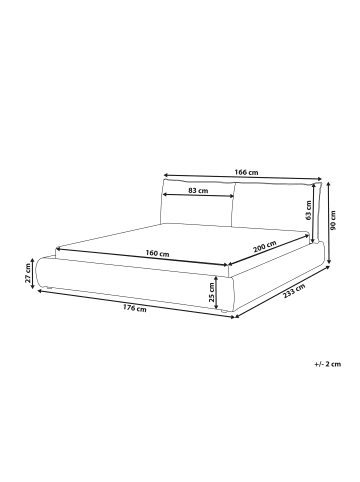 Beliani Doppelbett VINAY in Weiß - (W) 176 x (H) 90 x (L) 233 cm