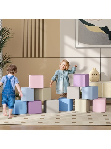 HOMCOM Bausteinset in Hellgrau & Rosa 20L x 20B x 20H cm
