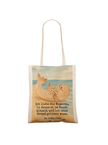 Mr. & Mrs. Panda Tote Bag Robbe Liegen Design mit Spruch in Weiß