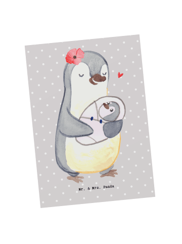 Mr. & Mrs. Panda Postkarte Krippenerzieherin Herz ohne Spruch in Grau Pastell