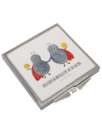 Mr. & Mrs. Panda Schminkspiegel Sternzeichen Zwilling mit Spruch in Weiß