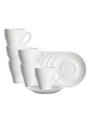 Ritzenhoff & Breker 6er Set Kaffeebecher mit Untertassen Bari 300 ml weiß in weiß