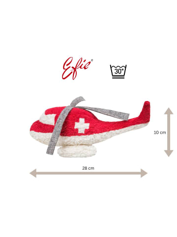 Efie Bio Kuscheltier Hubschrauber in Rot, Made in Germany, Größe ca. 28 cm