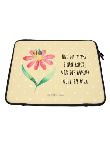 Mr. & Mrs. Panda Laptop Tasche Hummel Blume mit Spruch in Gelb Pastell