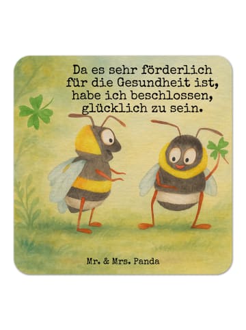 Mr. & Mrs. Panda Tassenuntersetzer Hummeln Kleeblatt Design mit ... in Weiß