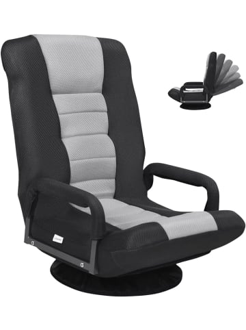 COSTWAY Bodenstuhl drehbar mit Armlehnen in Grau