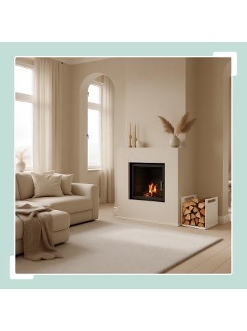 relaxdays Kaminholzregal in Weiß - (B)35 x (H)40 x (T)30 cm