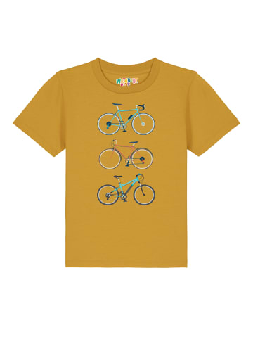 wat? Apparel T-Shirt 3 Fahrräder in Ocker