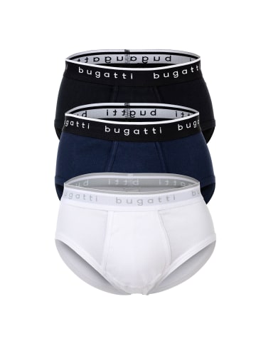Bugatti Slip 3er Pack in Weiß/Schwarz/Blau